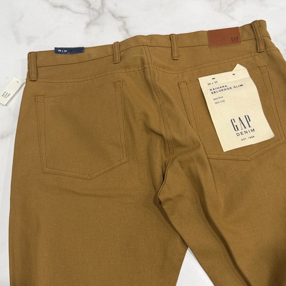 RARE GAP Kaihara Selvedge Slim Tan Men’s 36 x 32 Jeans Pants Khaki - Picture 6 of 8
